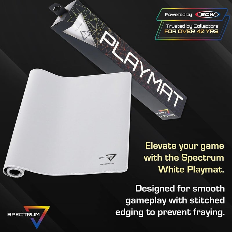 BCW Spectrum Playmat – White (24" x 14") | Stitched Edges for Durability | Ideal for TCG, Tabletop Gaming & Magic: The Gathering (White) - Image 2